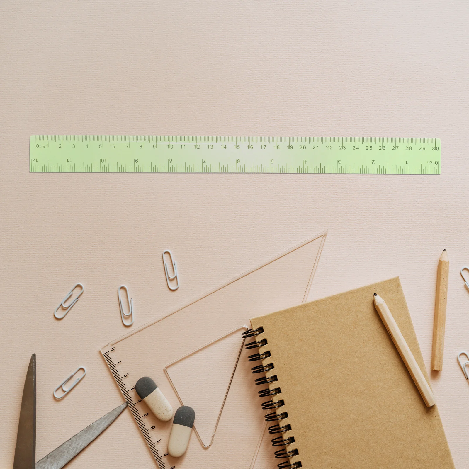 

12Pcs Plastic Colored Students Rulers Transparent Measuring Rulers with Inches Centimeters for School Classroom Office