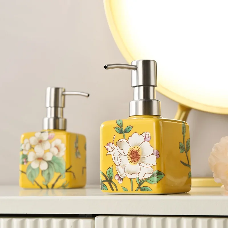 

Ceramic Soap Dispenser 200ml,Hand-Painted Bottle with Stainless Steel Pump for Hand Wash, Shampoo,Shower Gel & Lotion Refillable