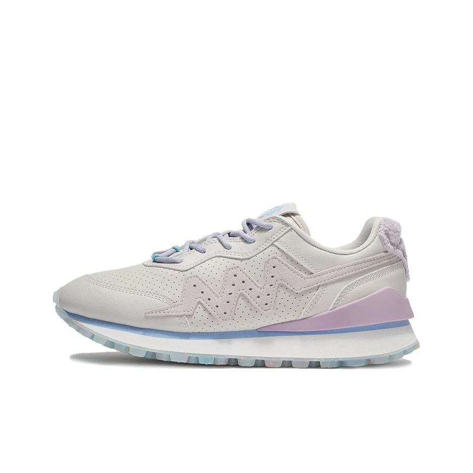 Li Ning Marshmallow Synthetic Leather Cushioning, Wear Resistant Low top Sports Casual Shoes Women's White Gray ABCS002-2