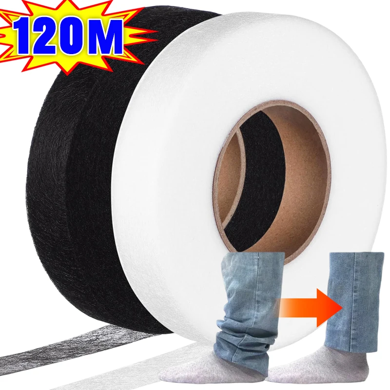 120/60M Pants Hem Tape Self-Adhesive Edge Shorten Paste Tape DIY Tools For Jean Clothes Length Shorten Household Sewing Supplies