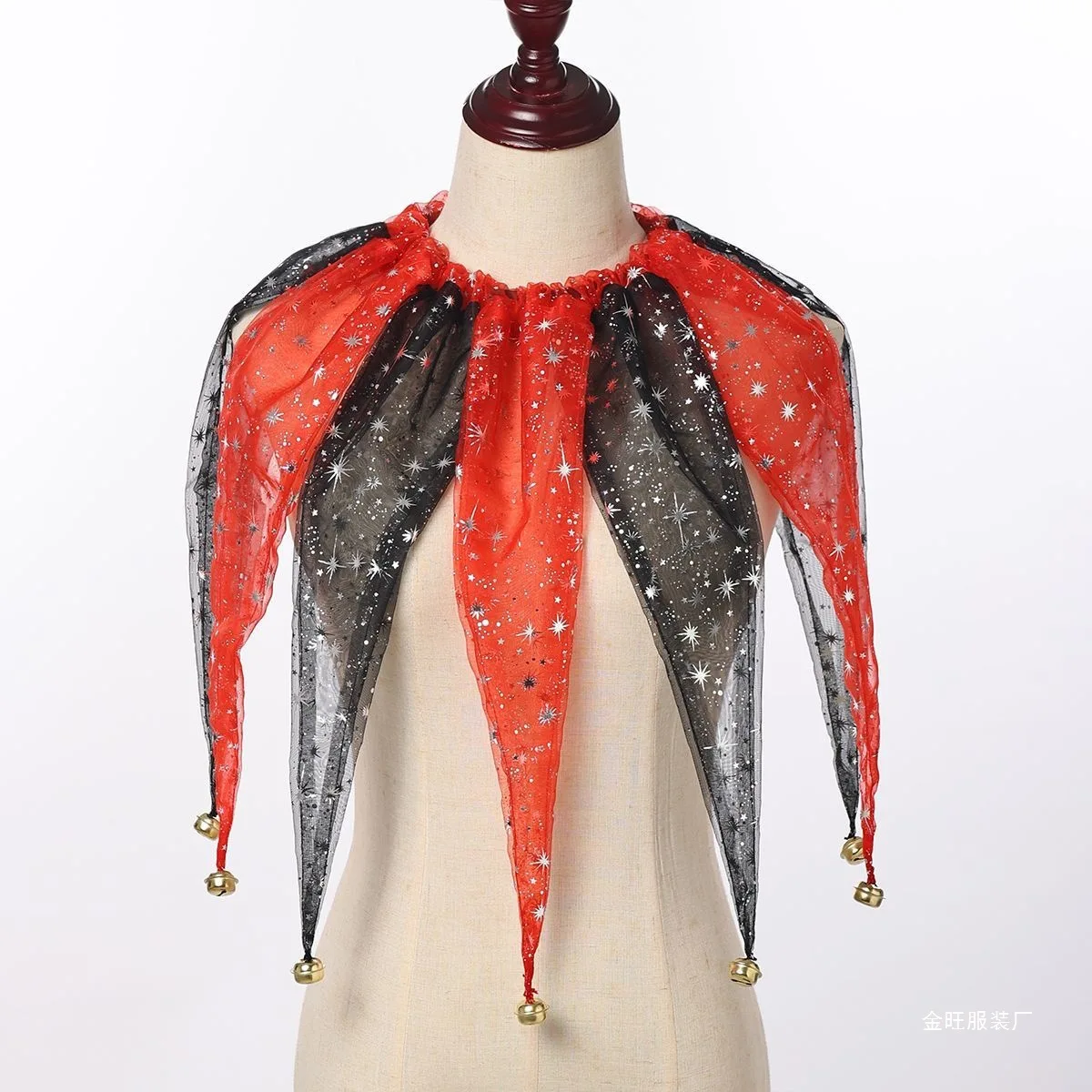 新しいハロウィンコスチューム、ピエロの襟付きパフォーマンスコスチューム、仮面舞踏会、ピエロのマジックパフォーマンスアクセサリー