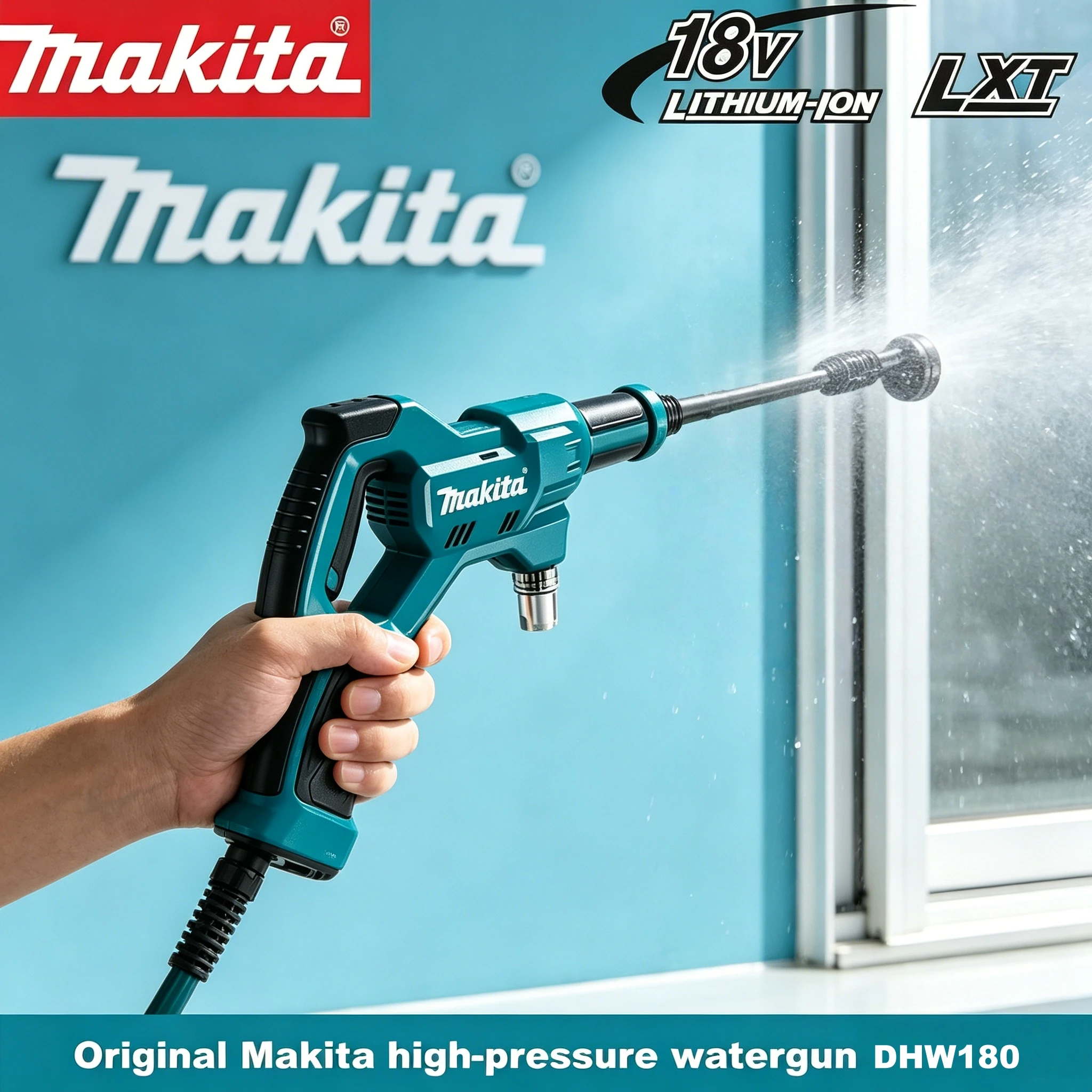 Professional Makita DHW180 18V Lithium Battery High Pressure Car Washer 5 Spray Modes Portable Outdoor Handheld Cleaning Gun