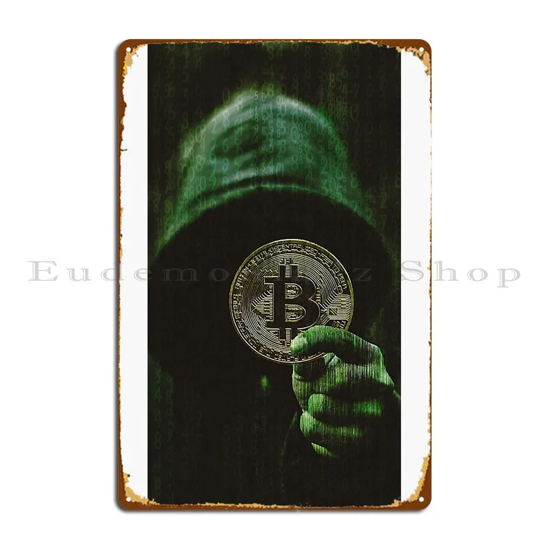 The One Bitcoin Btc Matrix Metal Sign Funny Plaques Wall Decor Design Cinema Tin Sign Poster