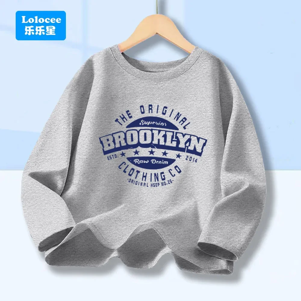 الأولاد بروكلين إلكتروني طباعة تي شيرت الاطفال الجرافيك Harajuku 2025 ملابس الشارع الشهير المراهقين السببية كم طويل ملابس علوية من القطن المحملة ZMBL1