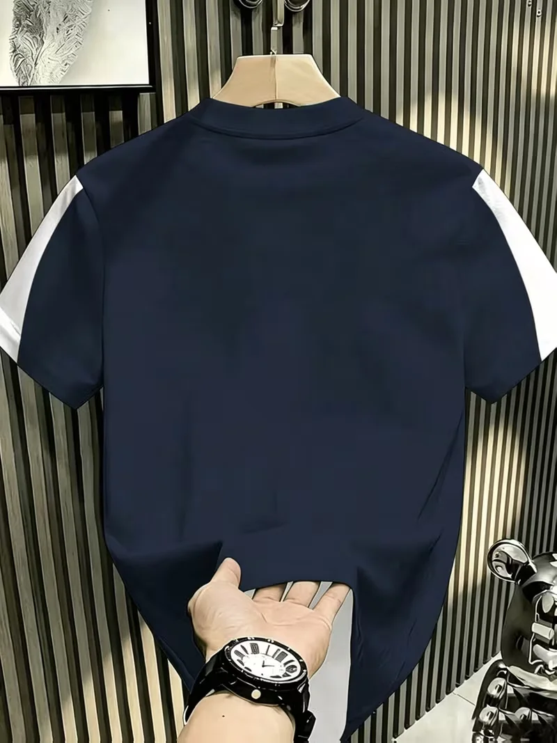 Men's casual trendy T-shirt with letter printing, breathable round neck, a must-have in your wardrobe for versatile styling