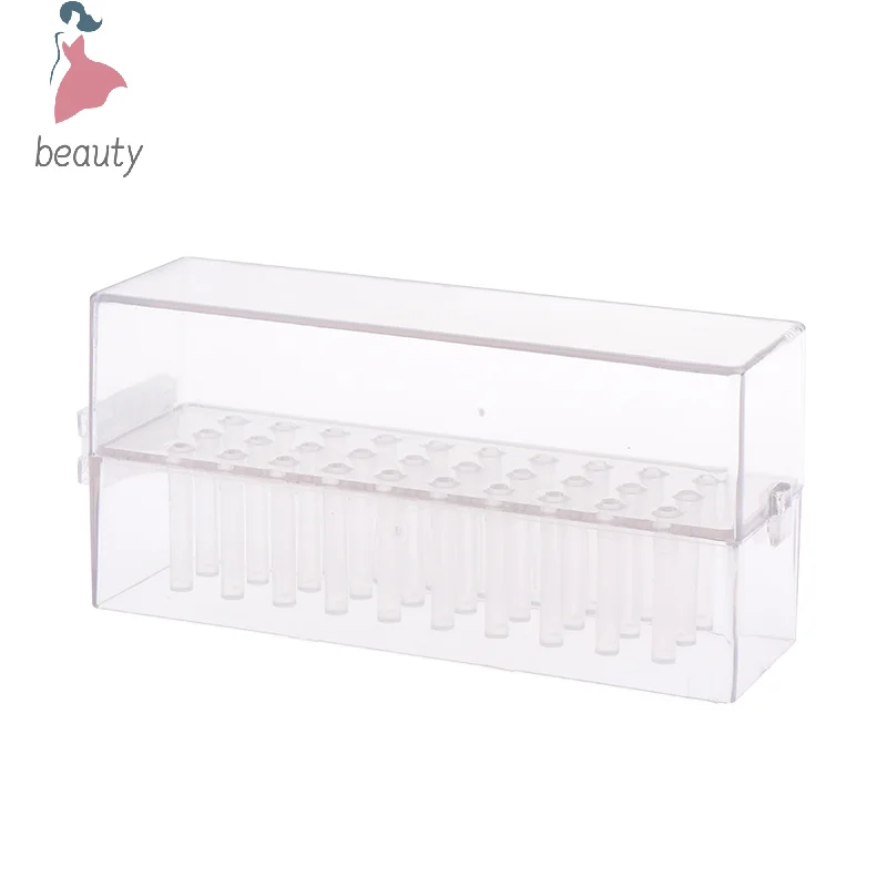 30 Holes Clear Nail Drill Bits Holder Storage Box For Milling Cutter Dustproof Nail Bit Case For Acrylic Nails Accessories