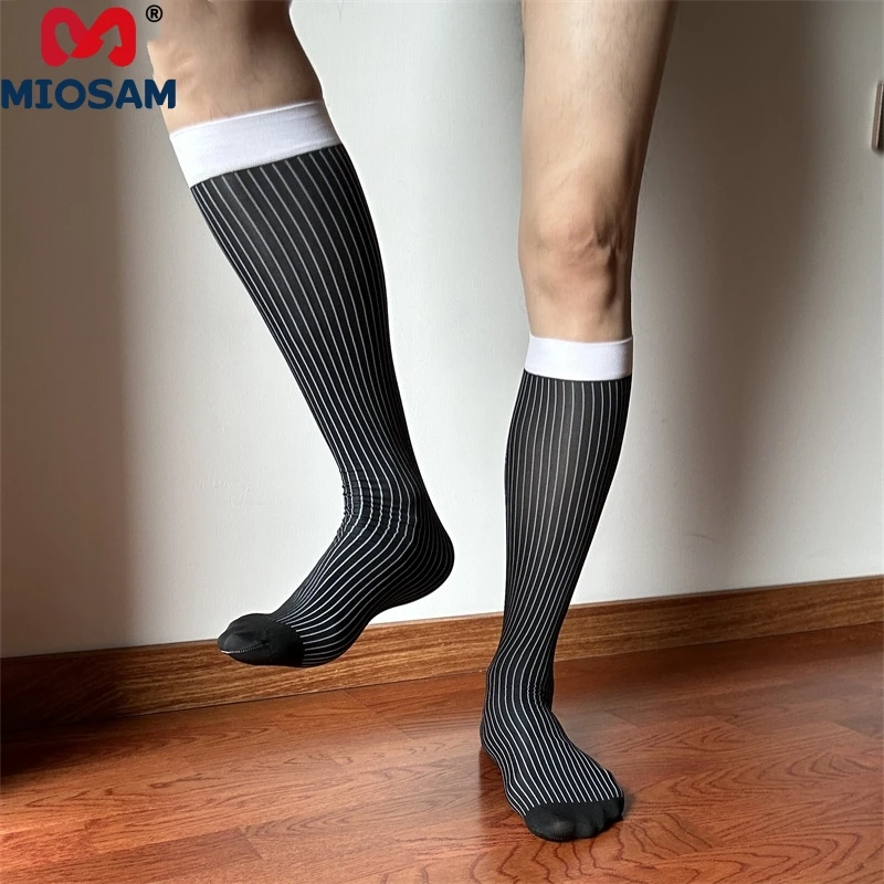 

Miosam custom logo new style thick streak Multiple background colors dress socks formal business socks nylon crew socks for man