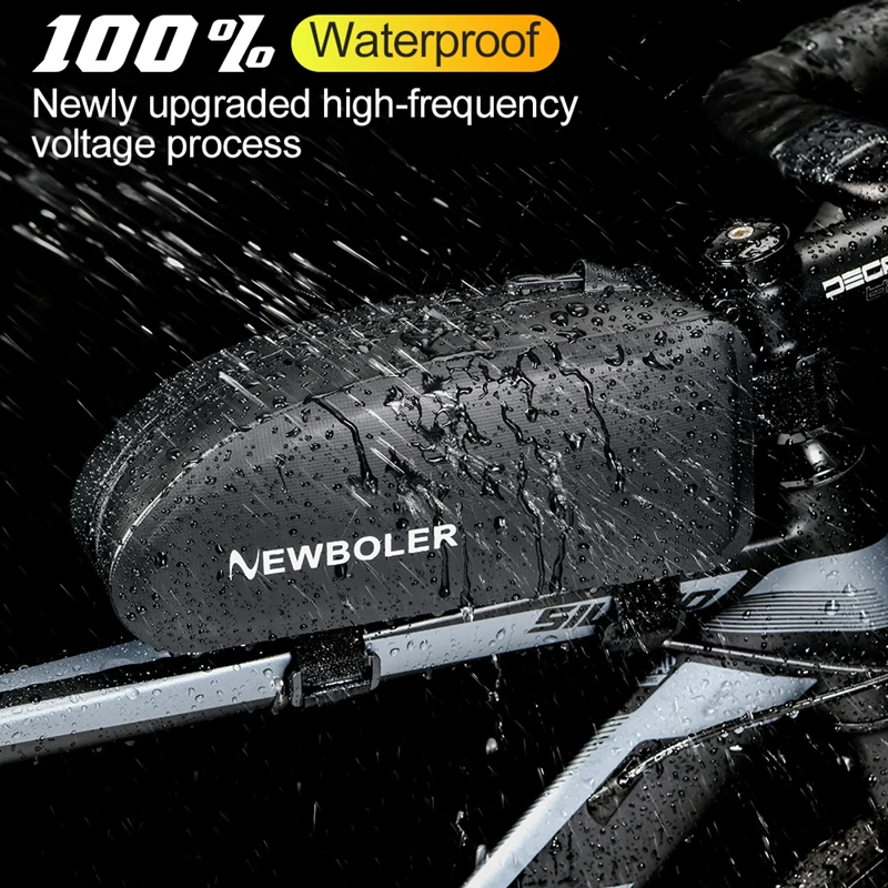

100% Waterproof PVC Leather Bicycle Frame Front Top Tube Bag 2L Large Capacity Cycling Pannier Packing Bike Accessories