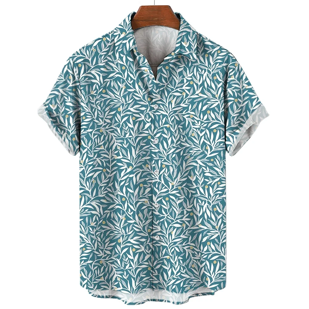Men's Shirt Tropical Plant 3D Printed Tops Casual Fashion Flower Short Sleeves Shirts Lapel Button Streetwear Men Clothing