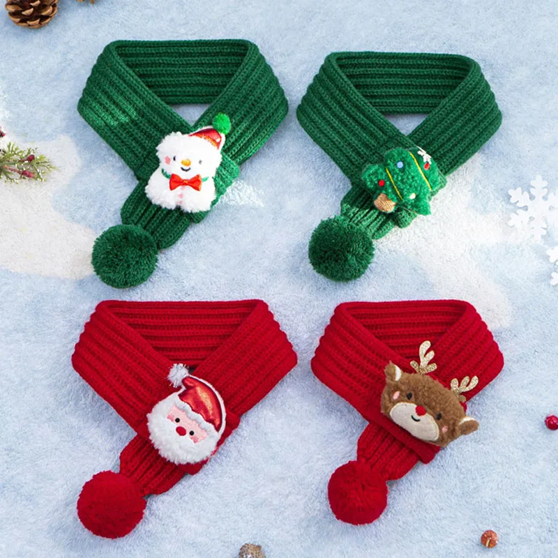 

Dog Knitted Scarf Christmas Puppy Accessories Red Green Knitting Festival Thing Neck Warmer Bandana Scarves For Small Dog Collar