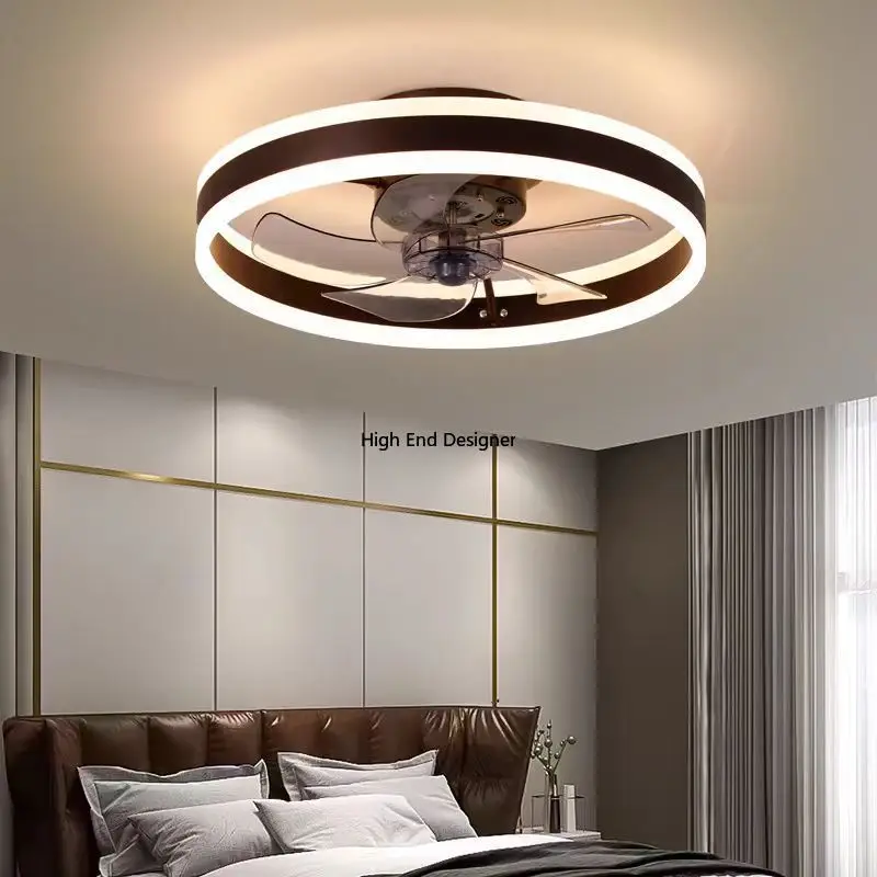 Modern Luxury Ceiling Fan Light Bedroom Restaurant Living Room Variable Frequency Pendant Fan Lamp Creative Art Decor Chandelier