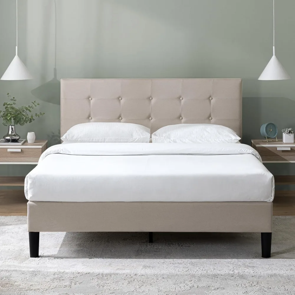 ZINUS Ibidun Upholstered Platform Bed Frame, Mattress Foundation, Wood Slat Support, No Box Spring Needed, Eco Friendly WonderBo