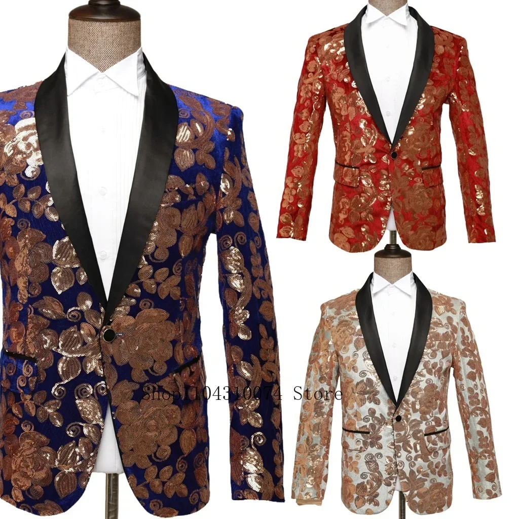 

Свадебные костюмы для мужчин Блейзер с золотым принтом Торжественный пиджак с пиковыми лацканами для знаменитостей Последние деловые мероприятия