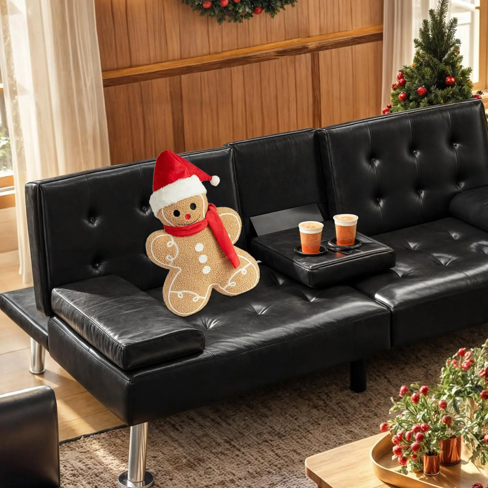 

Gingerbread Plush Toy Gingerbread Man Doll Soft Desktop Ornament Christmas Decor For Bedroom Chair Car Home Living Room Sofa