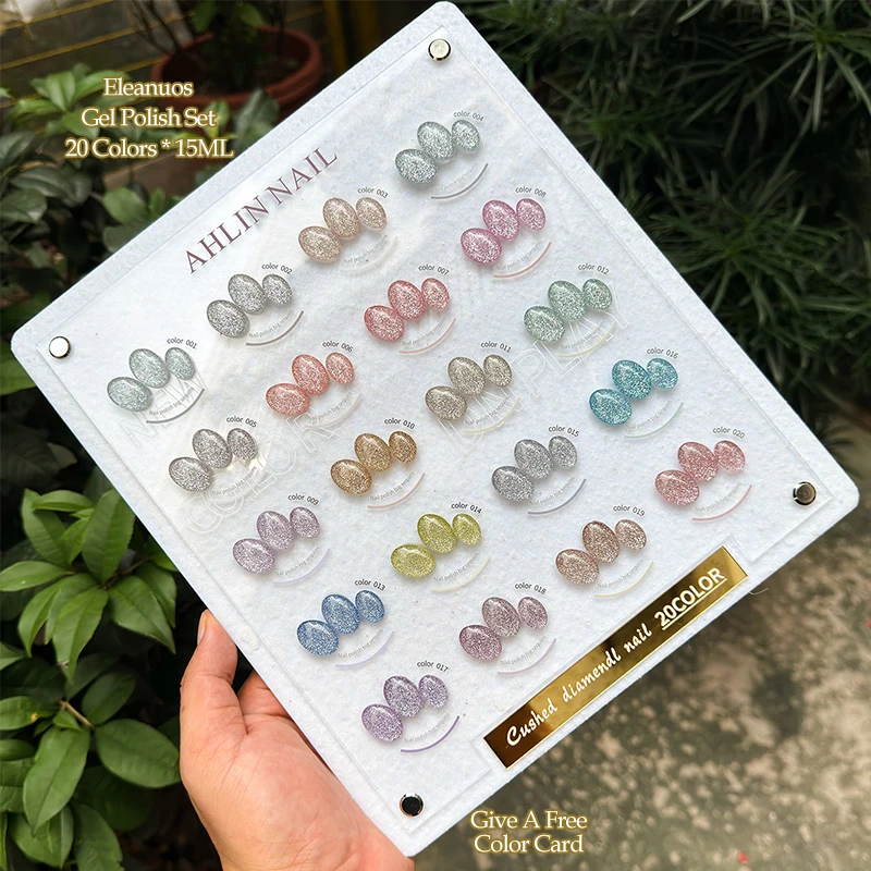 

Eleanuos exploding flash platinum chip diamond gel polishing 20PCS mixed semi permanent varnish shiny UV chip diamond salon nail