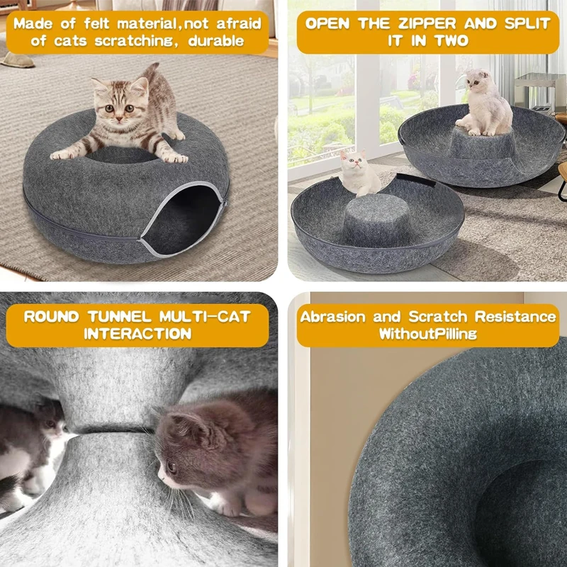 Donut Pet Cat Tunnel Interactive Bed Toy House Cat Bed Dual-use Indoor Toy Kitten Sports Equipment Cat Training Toy Cat House