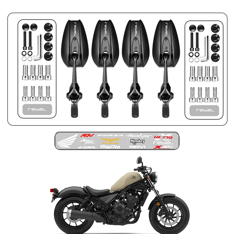 

Обновление зеркала заднего вида для мотоцикла, боковое зеркало для HONDA REBEL 1100 DCT 2023, CMX1100 Rebel 1100 M T, аксессуары