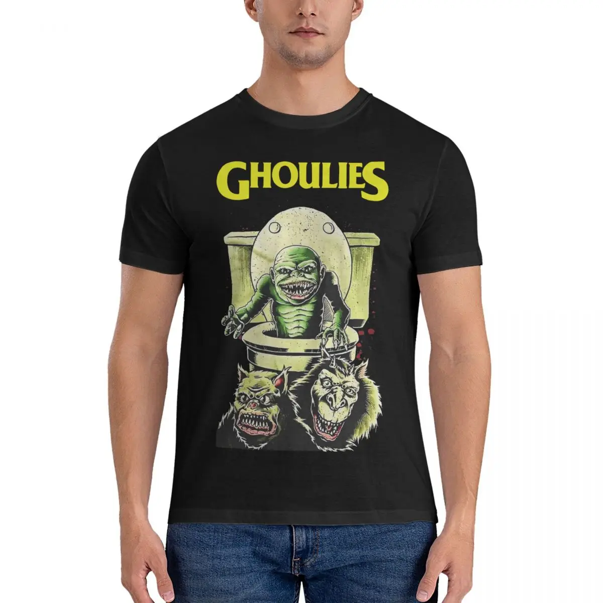 Novelty Green Color Horror Film Gift For Fans T-Shirt for Men Crewneck Pure Cotton T Shirt Ghoulies Short Sleeve Tee Shirt New