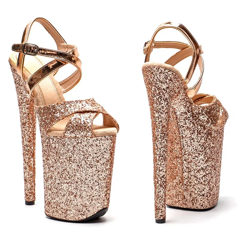 LAIJIANJINXIA New 23CM/9inches Glitter Upper Sexy Exotic High Heel Platform Party Sandals Pole Dance Shoes 053