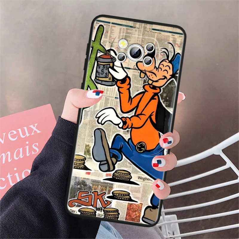 Dog Disney Friend Goofy For Xiaomi Poco X5 X3 Pro X4 F4 F3 GT M5 M5s M4 M3 C55 C50 C40 5G Black Soft Phone Case