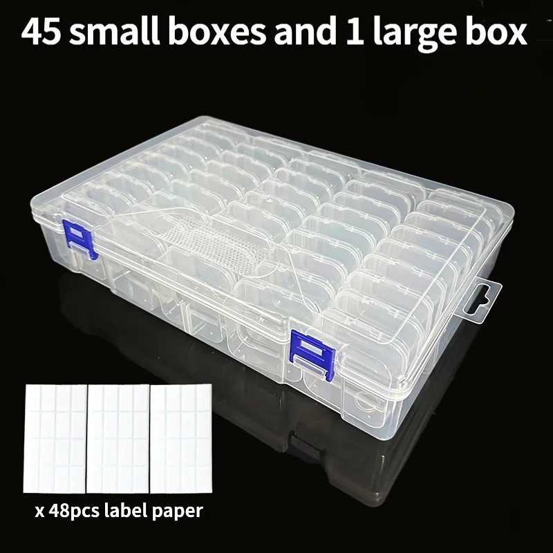 46-piece integrated transparent storage and organization set, including 45 small storage boxes and 1 main organization box, matc
