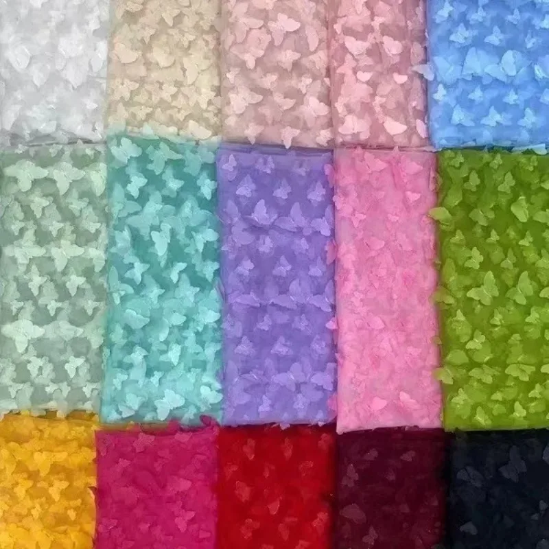 

New 3D Laser Butterfly Embroidery Decal Lace Fabric DIY Handmade Wedding Dress, Children's Clothing, Home Soft Decoration