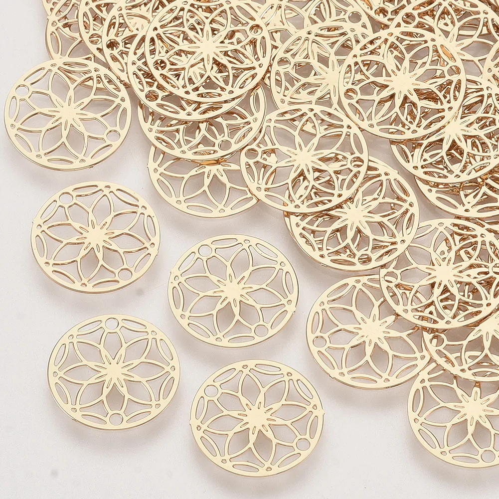 100~200pcs Hot Gold Color Preserving Copper Flower Piece of Life Flower Connector Pendant Diy Accessories Filaments Connector