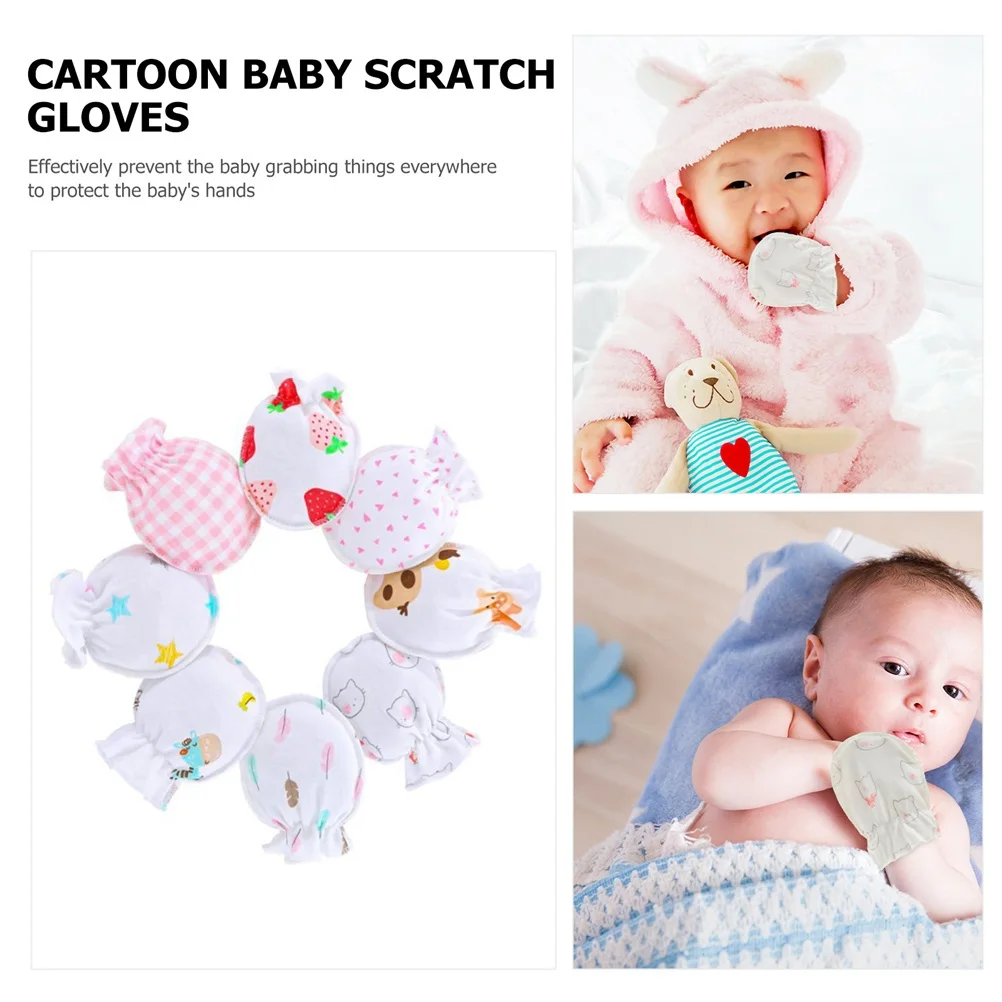 

8 шт., варежки против царапин для младенцев, детские хлопковые перчатки, защита рук для новорожденных, мягкие дышащие детские перчатки против царапин