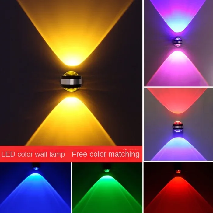 6 واط وحدة إضاءة LED جداريّة مصباح الألومنيوم مرآة ضوء ملون أسود كريستال ضوء KTV بارت 85 فولت ~ 265 فولت Q-013