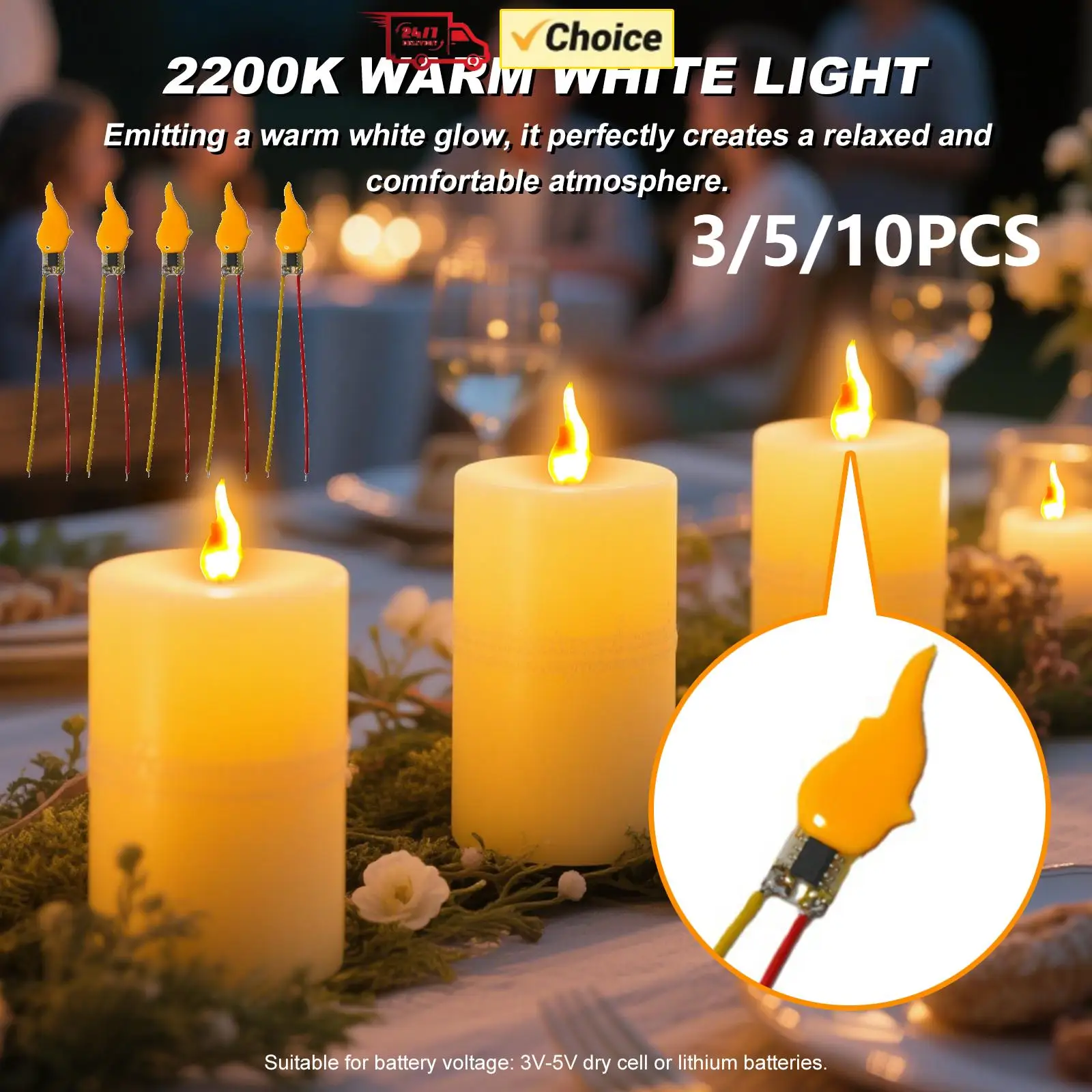 

Светодиодная лампа-фитиль 3-5В, 2200К, теплый белый свет, 3/5/10 шт., легко паяемая, для декоративного освещения на праздники и вечеринки