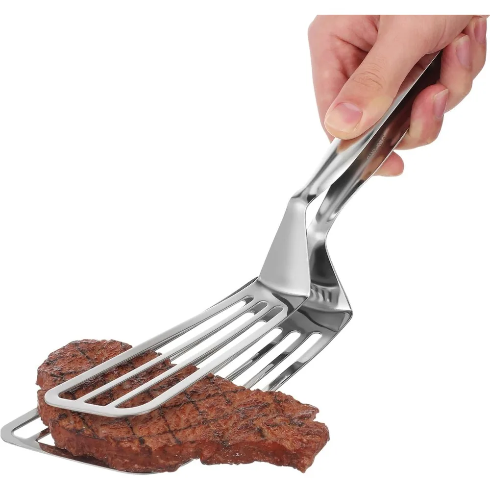 

Stainless Steel Fish Spatula Heat Resistant Non Slip Turner Tongs for Cooking Bbq Steak Bread Salad Dishwasher Safe Kitchen Tool