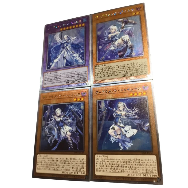 Tearlaments Scheiren 4Pcs Flash Card Yu-Gi-Oh! Havnis Merrli Diy Color and Gauze Proces Action Toy Figures Anime Game Collection