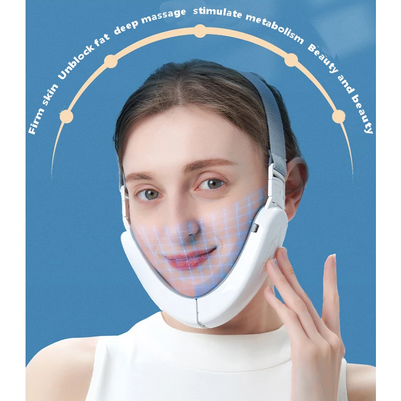 EMS 원격 이중 턱 제거 얼굴 리프팅 장치, 얼굴 탄력 LED 광자 치료, 뺨 리프트 업 벨트 미용 장치