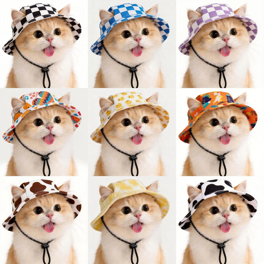 Small Dog Cat Hats Summer Sun Hat Cat Cowboy Hat with Ear Holes Pet Birthday Party Costume Cat Headwear Puppy Dog Chihuahua Cap - view 5