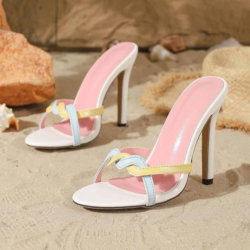 

Eilyken Sexy Thin High Heels Open Toe Women Slippers Summer Designer Narrow Band Stripper Slides Party Ladies Shoes