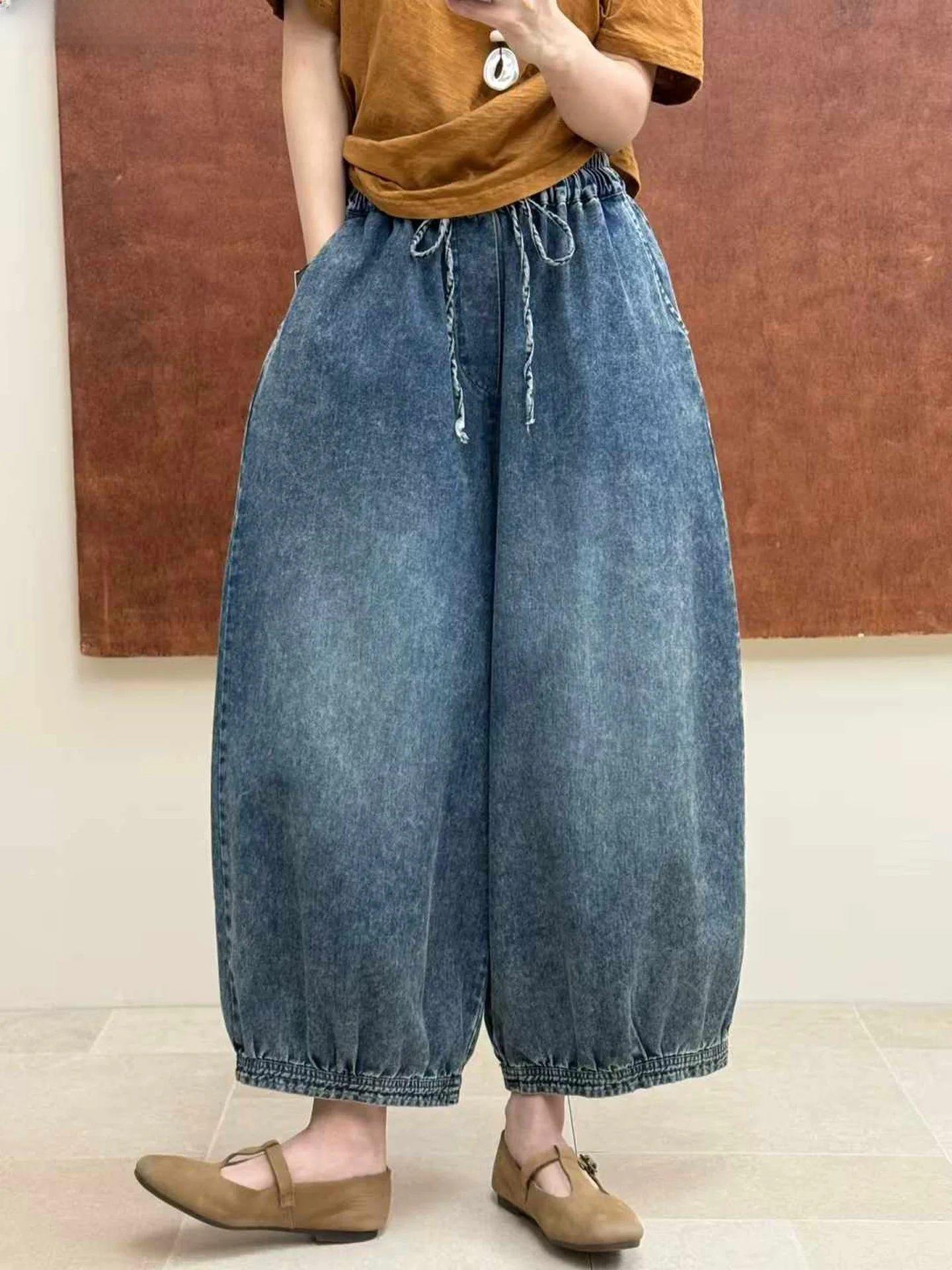 

Classic Loose Women's Jeans Bell Bottoms Wide Leg Lantern Pants Spring Summer New Style Trendy Relaxed Fit Natural Waist