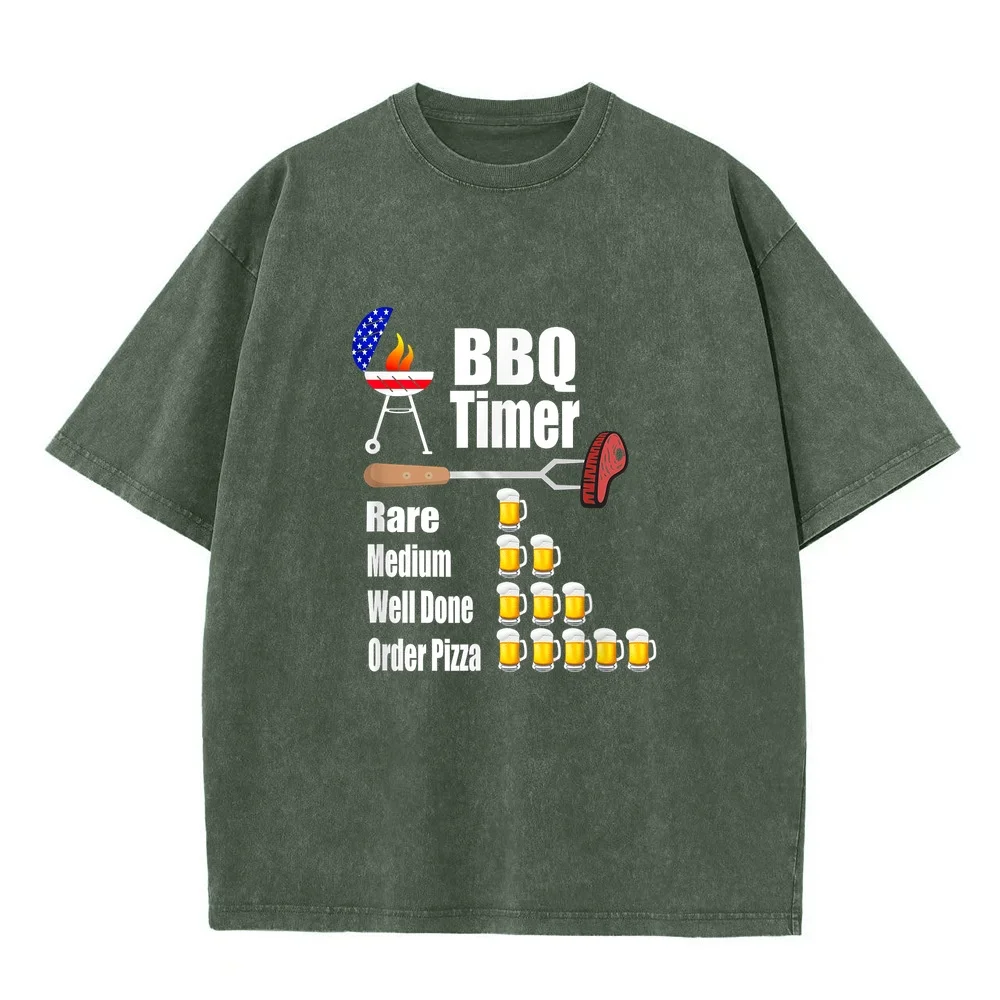 Camisas Men Funny BBQ Timer Barbecue Grill Grilling Gift T-Shirt Small Ropa Y2k 2000s Nouveautés T-Shirts Crew Neck Short Sleeve