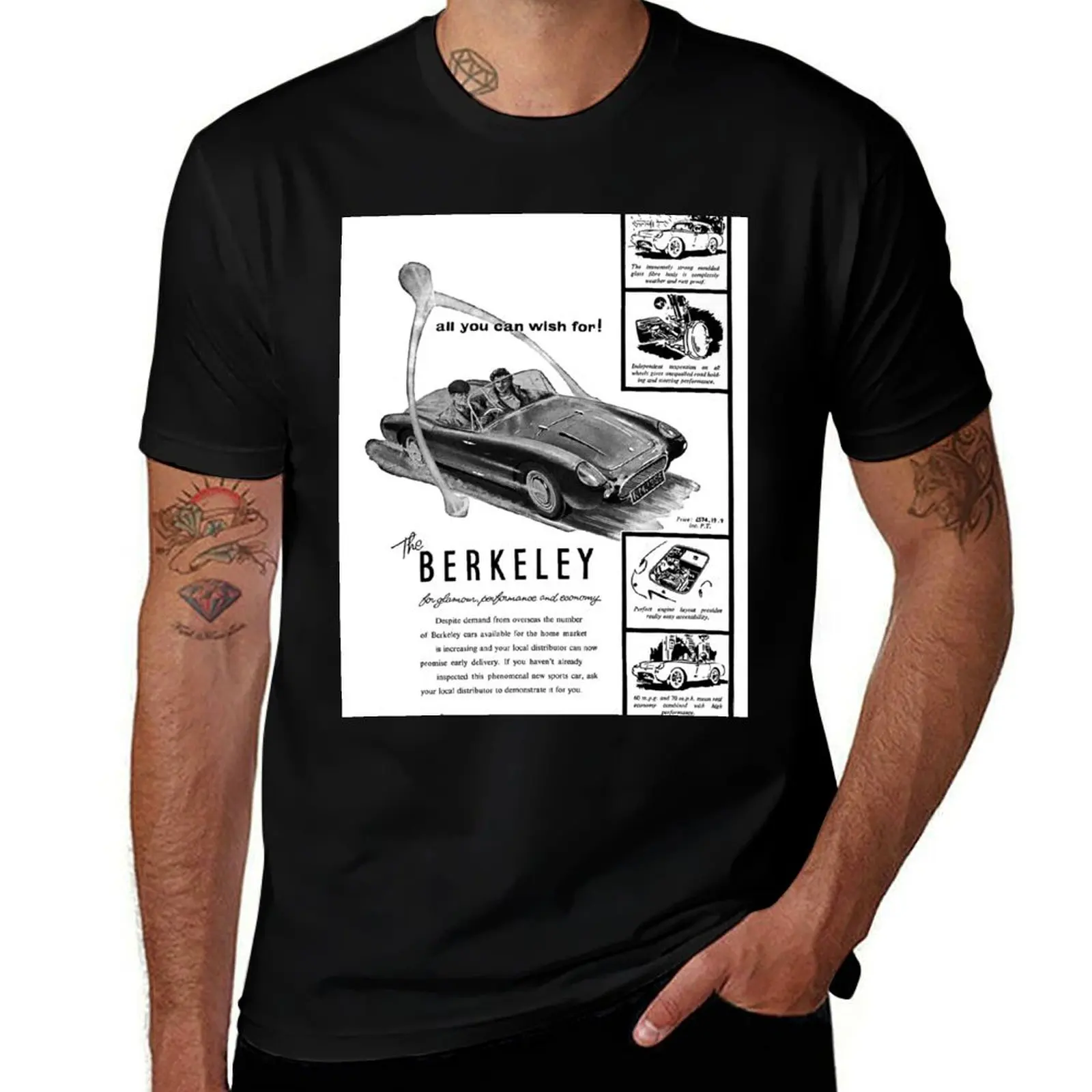 Berkeley sports car classic car advert, 1957 T-Shirt affliction shirts topping sports fans Aesthetic clothing cotton t shirt men