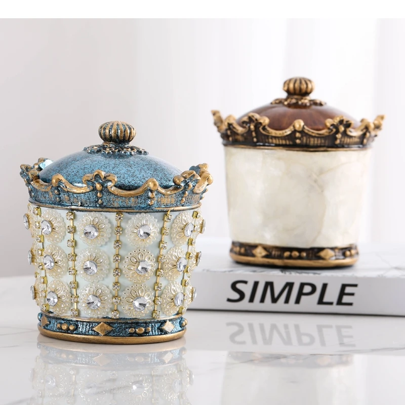 Resin Toothpick Box Crown Shape Retro Cotton Swab Storage Boxes Home Bathroom Accessories Snack Candy Container