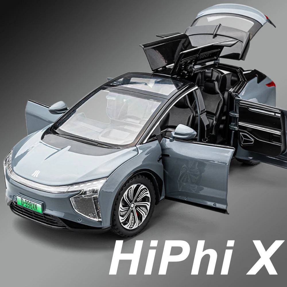 1:22 HiPhi X 合金製SL63ダイキャストモデルおもちゃ車、ドア開閉、サウンドライト、プルバック、ミニチュア車両、子供のホリデーギフトに
