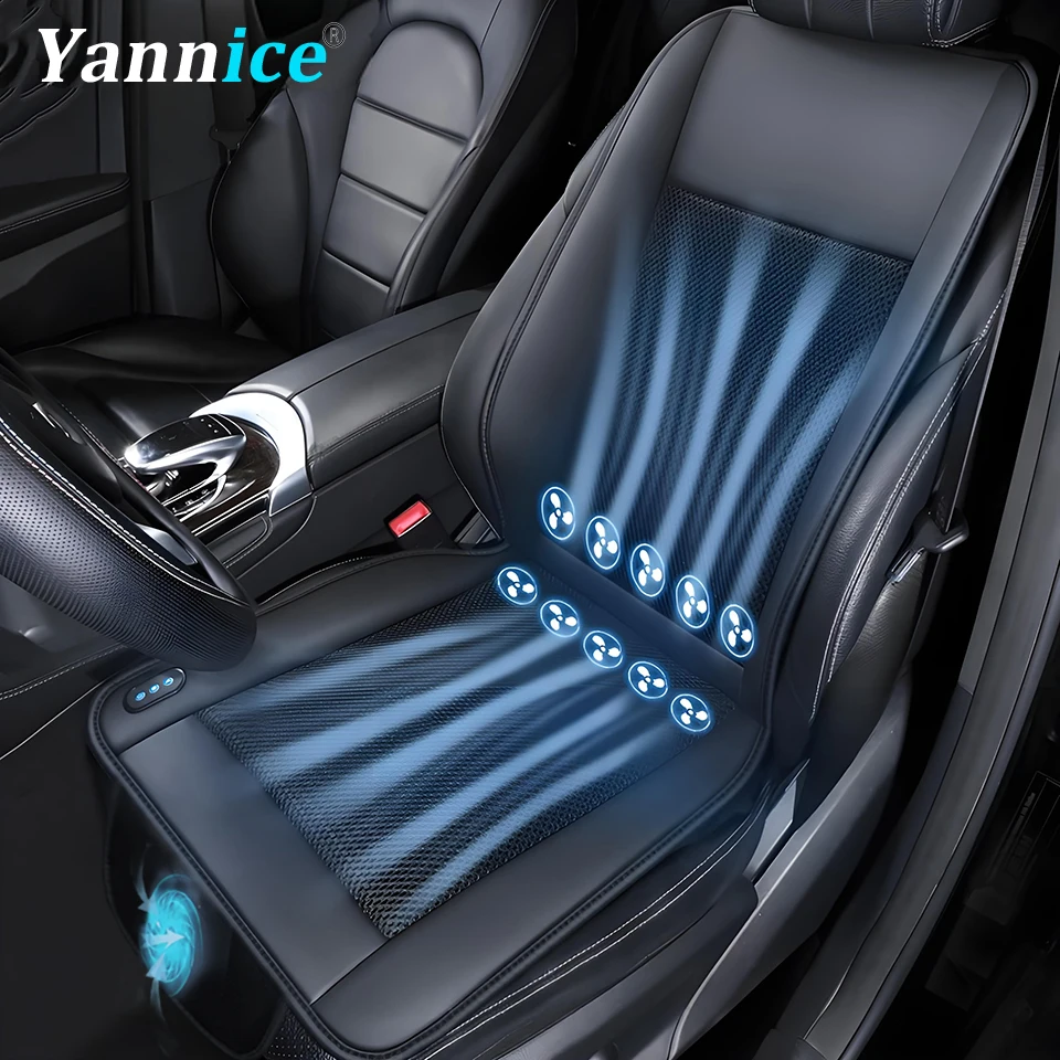 

Luxury PU Leather Car Cooling Seat Cushion USB 12V/24V Universal Front Seat Cooled Cover With Fan Car Interior Seat Cooling Pad