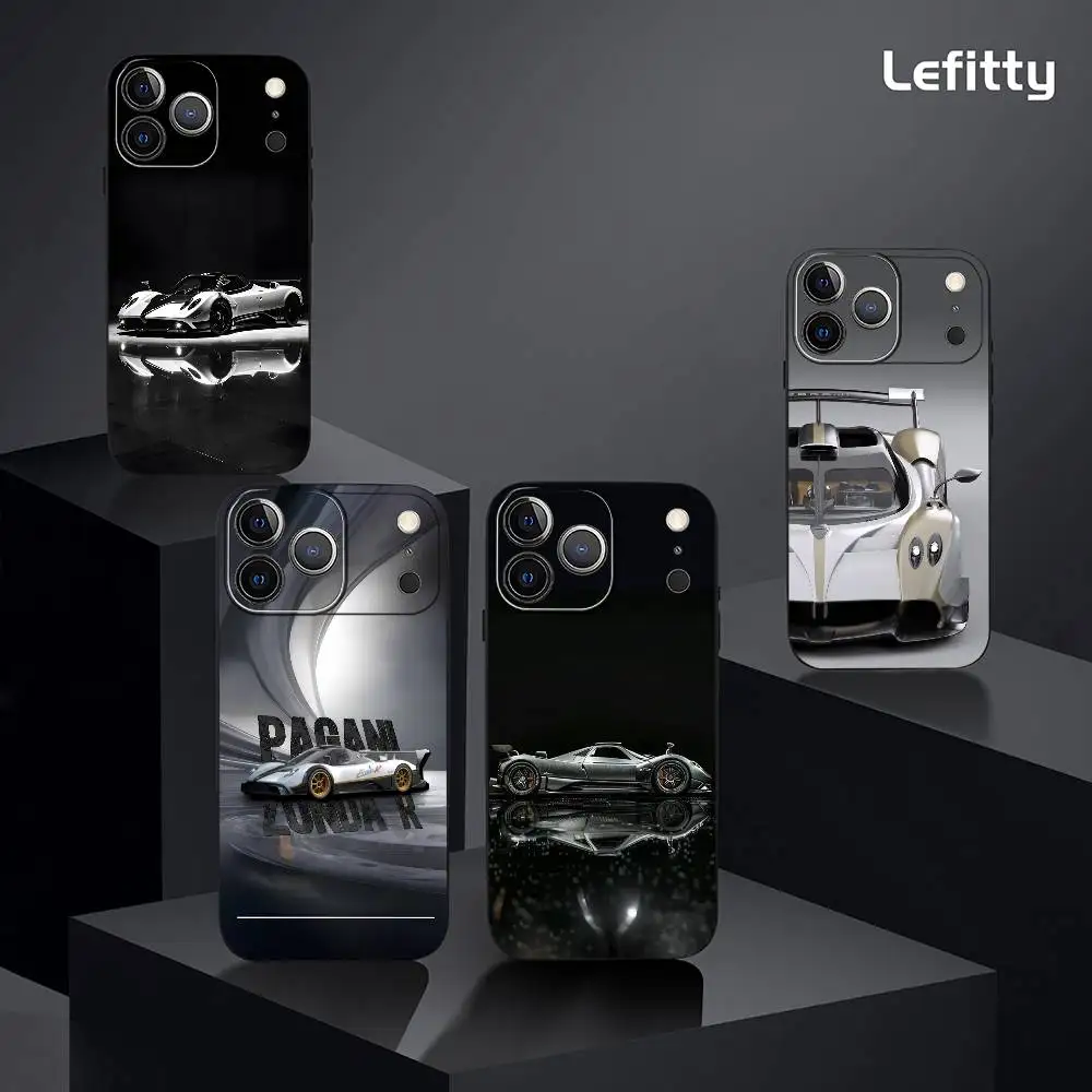 クラシックラグジュアリーP-P-Pagani iPhoneケース iPhone 17 16 15 14 13 12 11 Pro Max Plus Mini対応 ブラックフロストソフトシェルケース