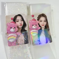 MINKYS Glittery Love Heart Laser 50pcs Kpop Toploader Card Photocard Sleeves Idol Photo Cards Protective Storage Bag