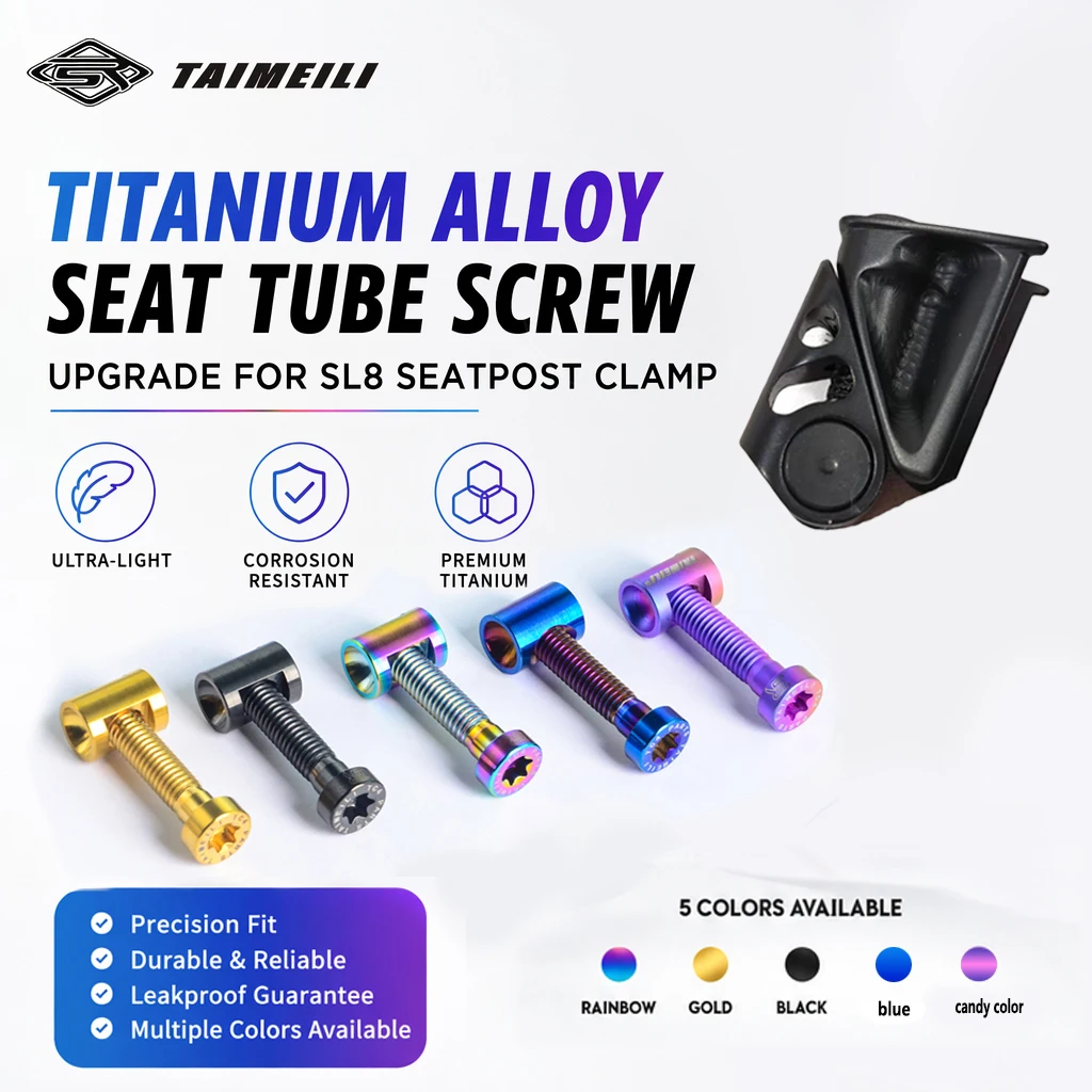 TAIMEILI GR5 TC4 Titanium Alloy Seat Tube Clamp Screws, Compatible  SL8 Lightning Seat Clamp Lightweight Road Bike