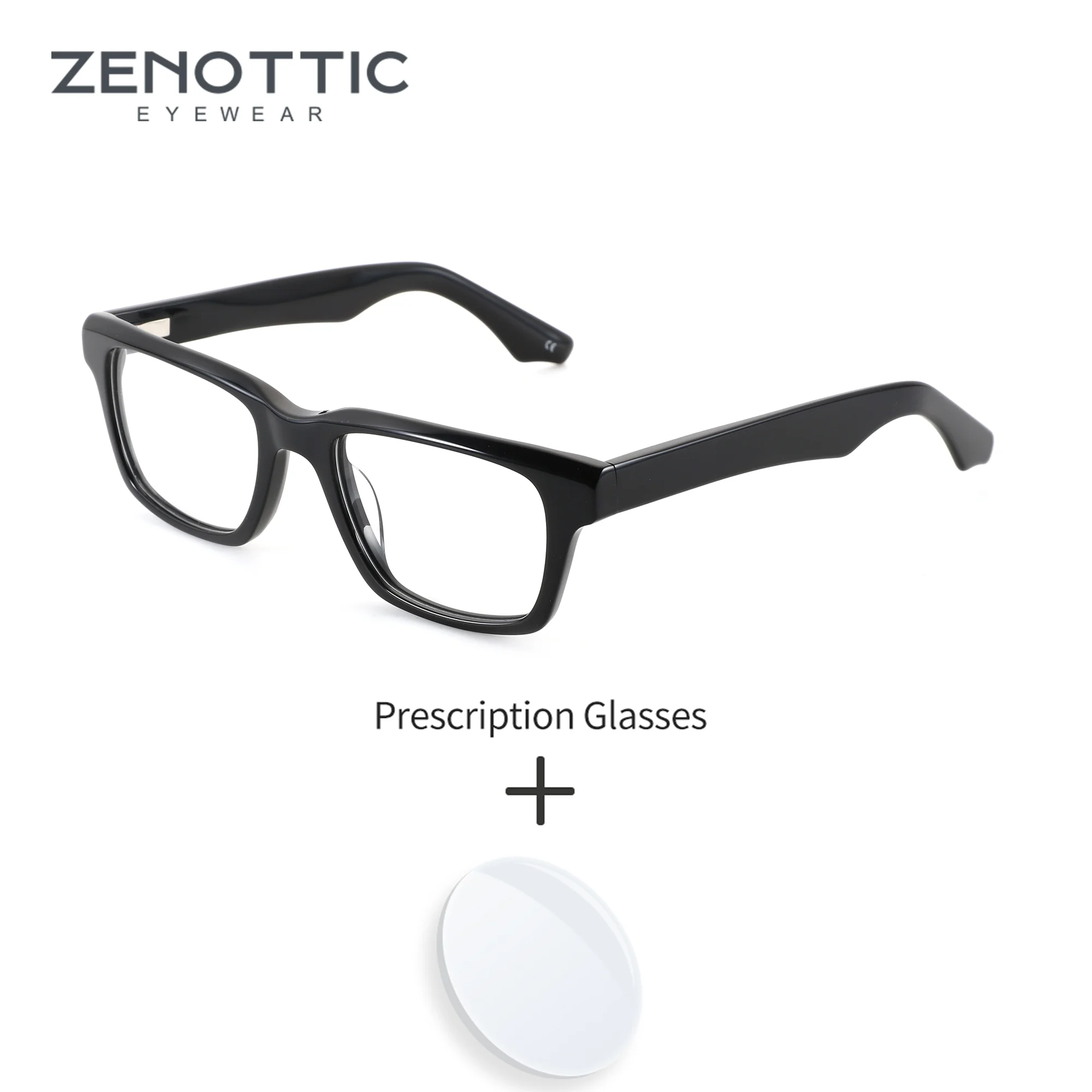 

ZENOTTIC Custom Prescription Eyeglasses For Men Square Acetate For Myopia And Computer Use Photochromic Blue Light Blocking