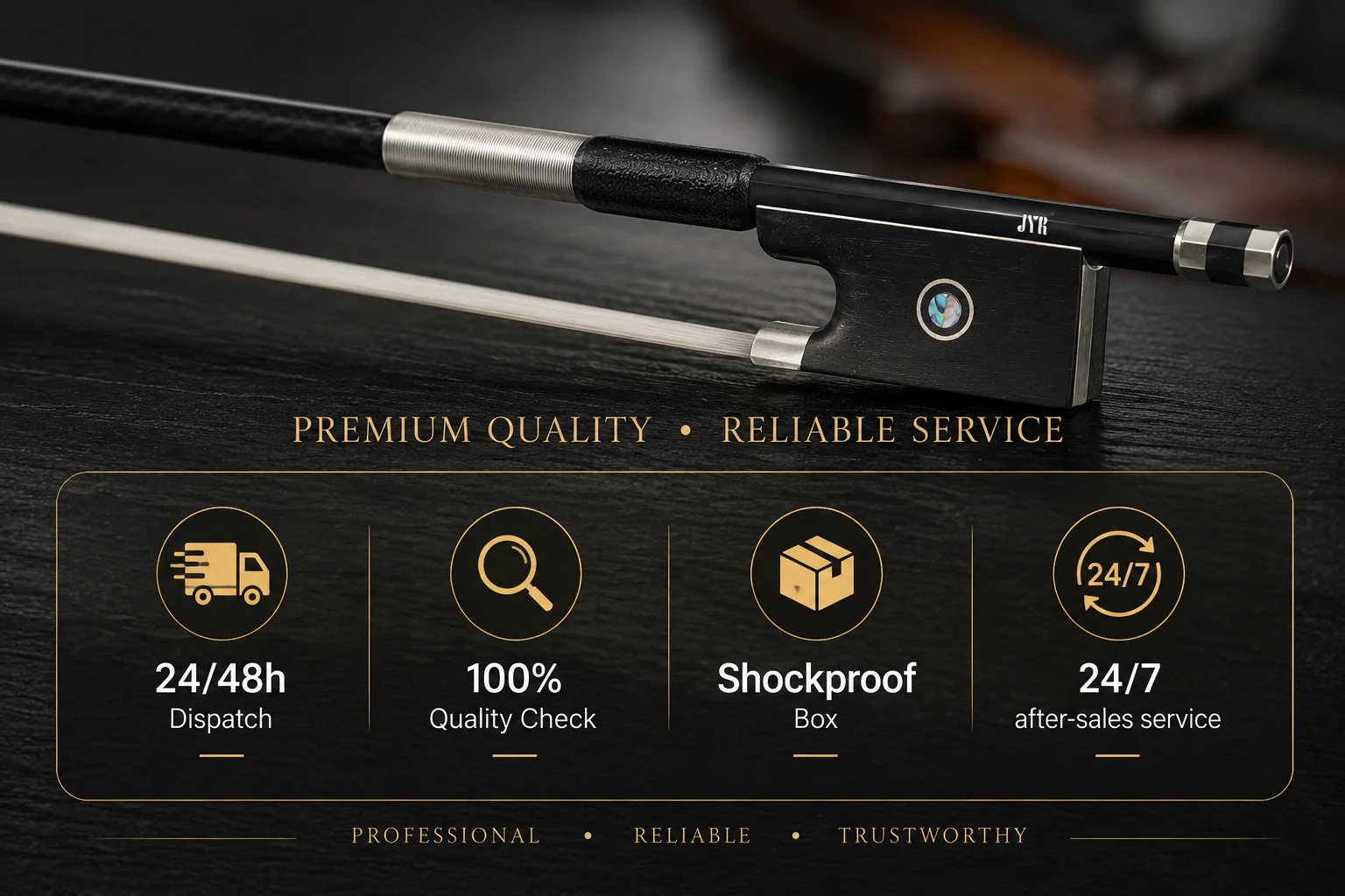 Professional Black Carbon Fiber Violin Bow 4/4 Full Size Handmade Natural Mongolian Horsehair Ebony Frog Well Balanced