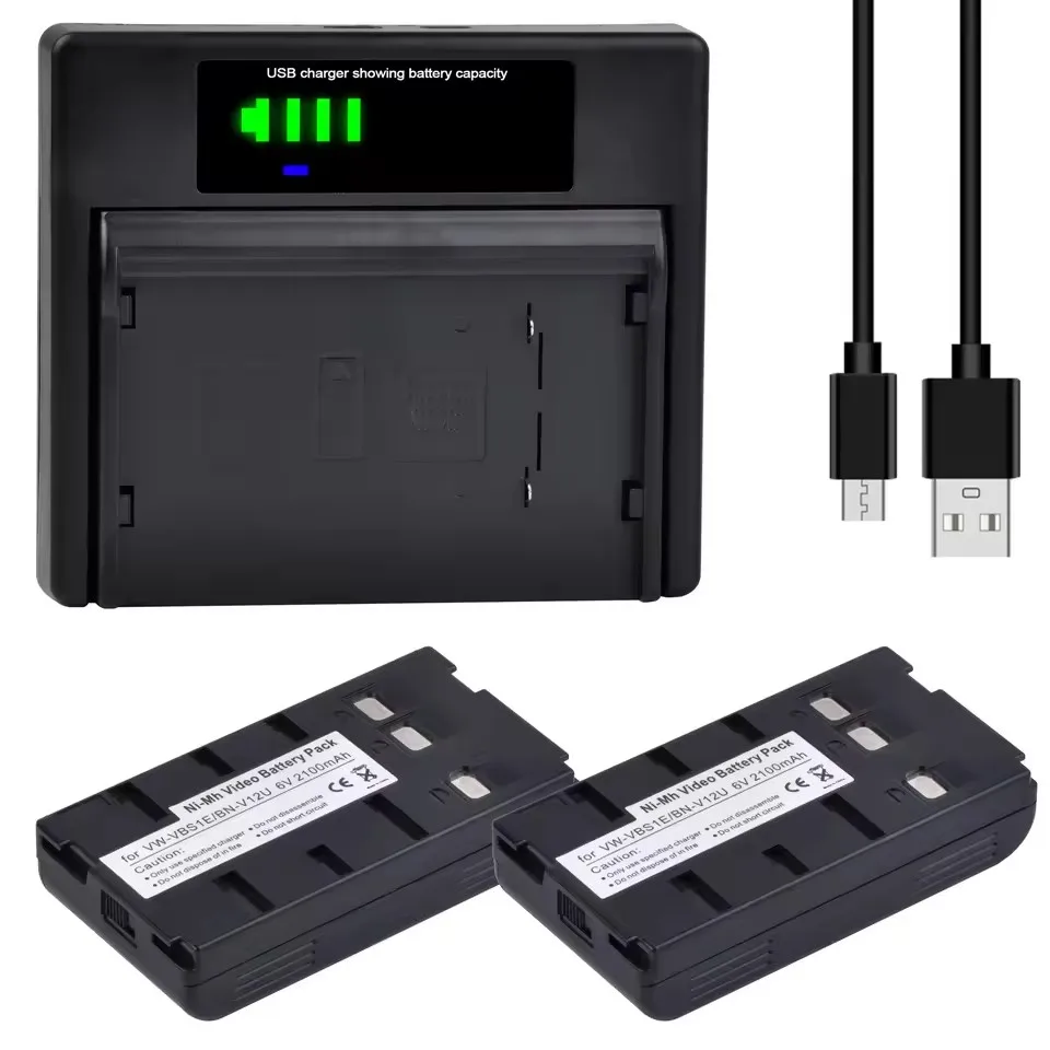 

2100mAh Camcorder Battery+LED Charger BN-V12U VW-VBS1E for JVC BN-V10U BN-V11U BN-V12U BN-V14U BN-V18U BN-V22U BN-V24U PV-BP15