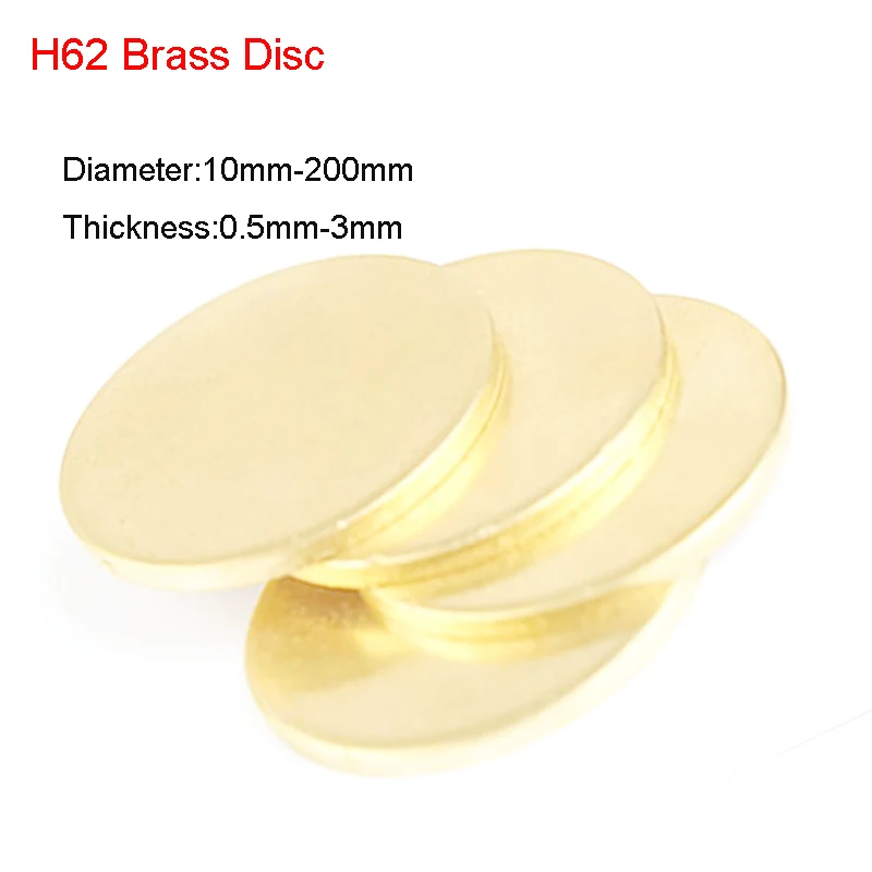 1Pcs Brass Dia 10mm-200mm Thickness 0.5mm 0.8mm 1mm 1.5mm 2mm3mm H62 Brass Disc Gasket Pure Copper Round Plate Brass DIY Cutting