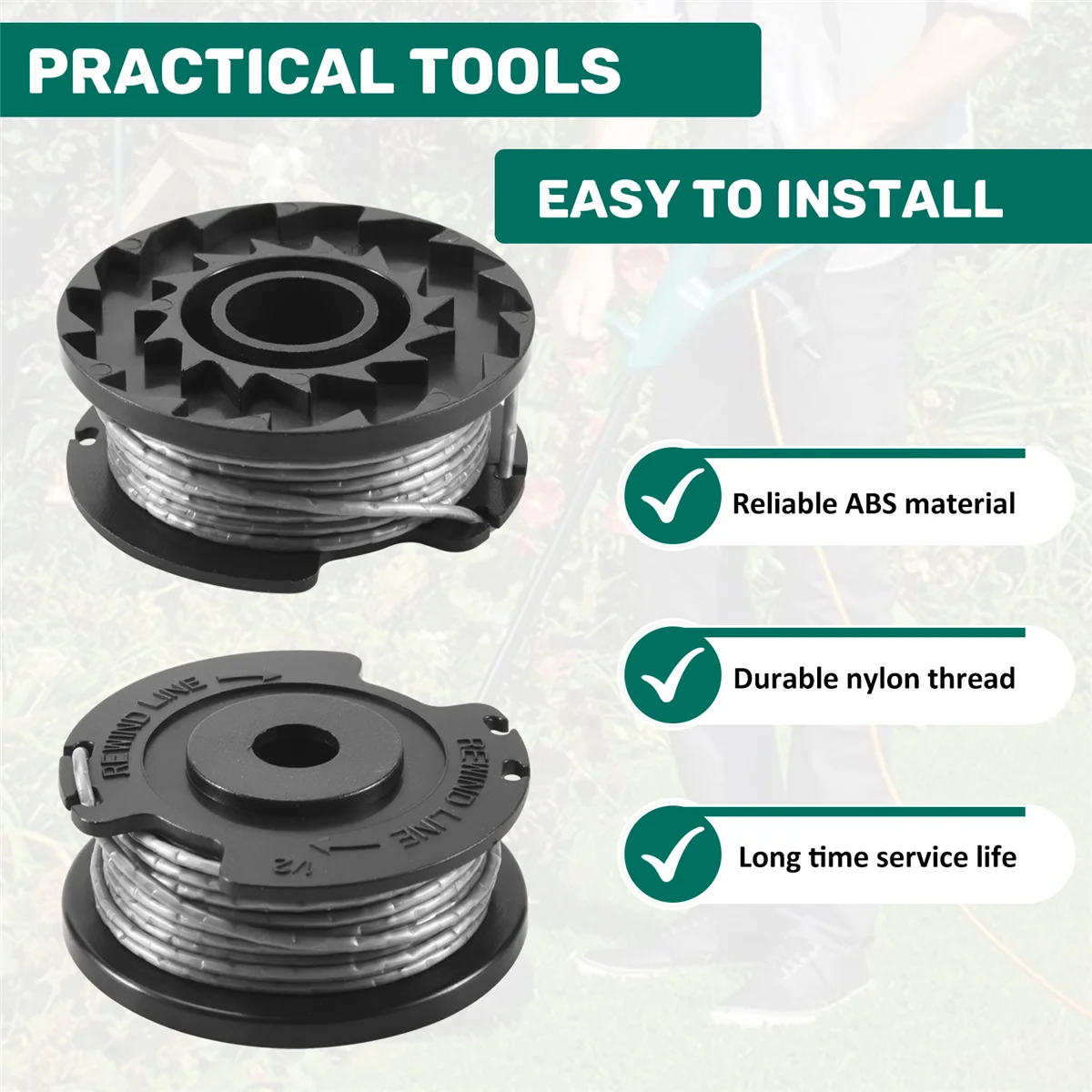 스트링 트리머 스풀 라인, F016800569, F016F04557 스풀 커버, Bosch Easy Grass Cut ART 23SL 26SL, 3 팩