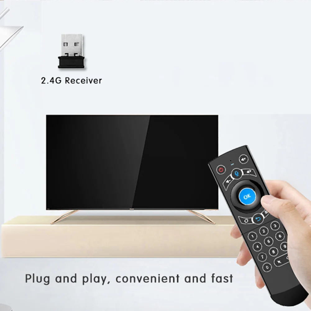 G21 Pro Control remoto por voz 2.4G Teclado inalámbrico Air Mouse con giroscopio de aprendizaje IR para Android TV Box (naranja)